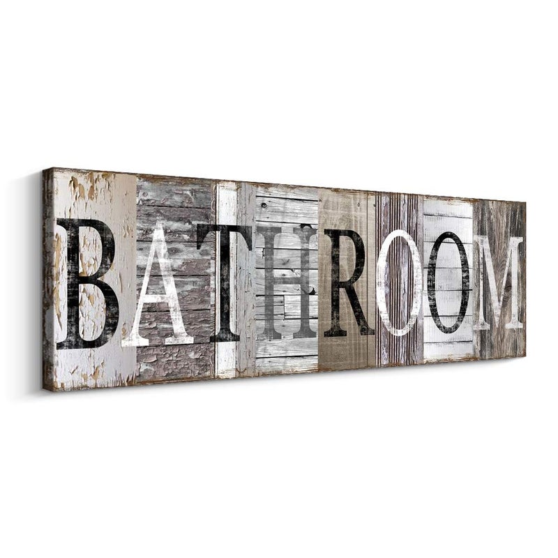 Pinetree Art Bathroom Decorative Signs Inspirational Motto Canvas Prints with Solid Wood Inner Frame, (Bathroom, 23.6 x 7.9 Inch) - Image 1